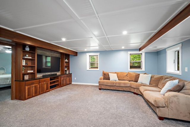 135 Glen Creek Rd NE, Fridley, MN 55432 - carpeted living room with baseboards and recessed lighting