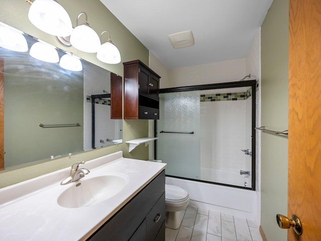 1626 Raindrop Dr, Eagan, MN 55121 - bathroom with vanity, bath / shower combo with glass door, and marble finish flooring