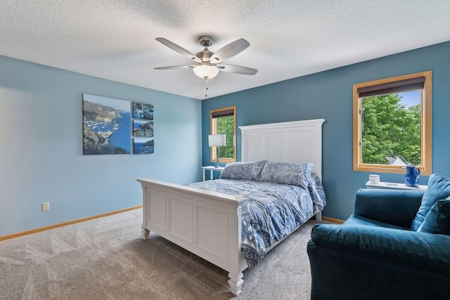 20886 Jenkins Way, Lakeville, MN 55044 - bedroom with multiple windows, carpet floors, a textured ceiling, and ceiling fan