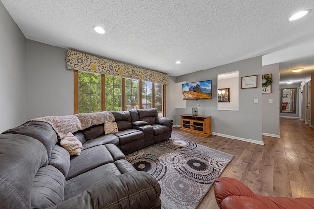 432 Garden Rd, Albert Lea, MN 56007 - living area featuring a textured ceiling, wood finished floors, recessed lighting, and baseboards