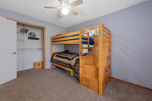432 Garden Rd, Albert Lea, MN 56007 - bedroom featuring carpet flooring, baseboards, a ceiling fan, and a textured ceiling