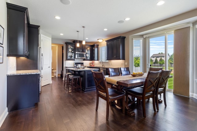 1270 Crosswinds Ct, Waconia, MN 55387 - dining area with dark wood-style floors, recessed lighting, and baseboards