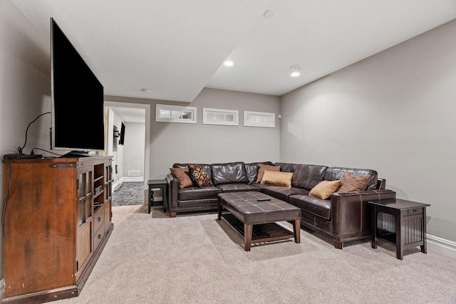1270 Crosswinds Ct, Waconia, MN 55387 - carpeted living area with baseboards and recessed lighting