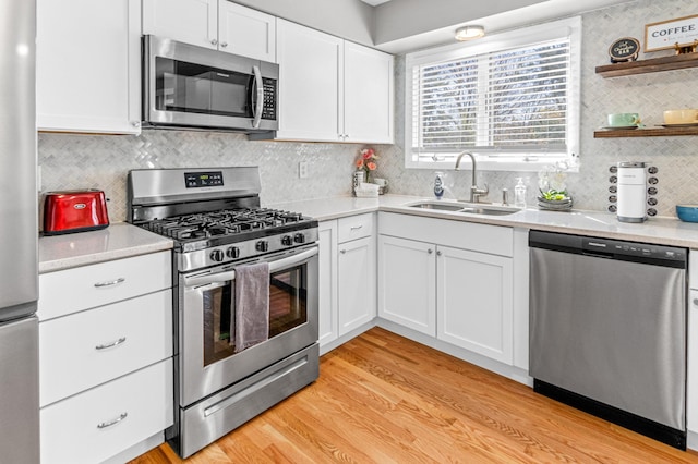 7136 145th St W, Apple Valley, MN 55124 - kitchen with appliances with stainless steel finishes, a sink, light countertops, and white cabinets