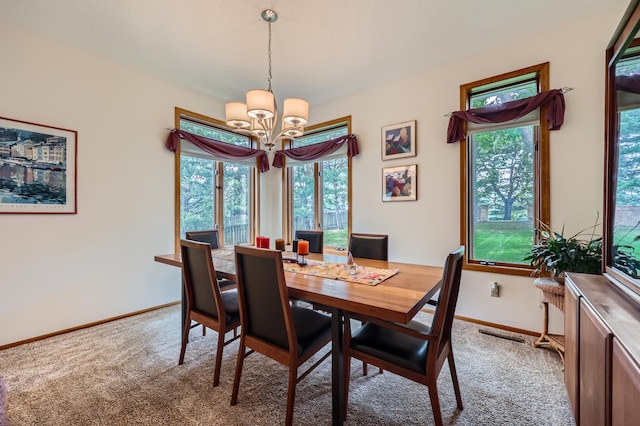 11760 88th Pl N, Maple Grove, MN 55369 - dining space with a chandelier, light carpet, and healthy amount of natural light
