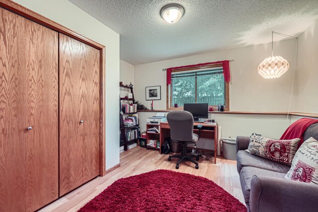 11760 88th Pl N, Maple Grove, MN 55369 - office with a textured ceiling and wood finished floors
