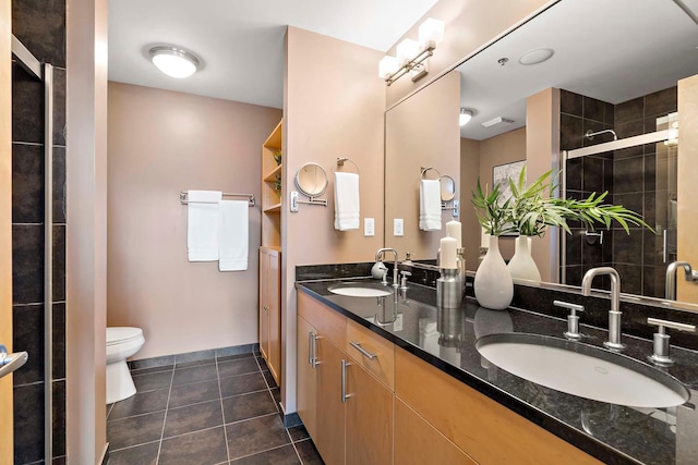 215 10th Ave S Unit 425, Minneapolis, MN 55415 - full bath with double vanity, tile patterned flooring, and a shower stall