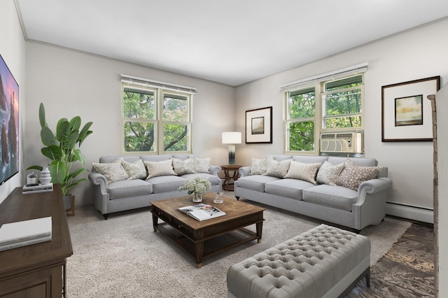 666 Ashland Ave Unit 5, Saint Paul, MN 55104 - living room featuring a baseboard heating unit and cooling unit