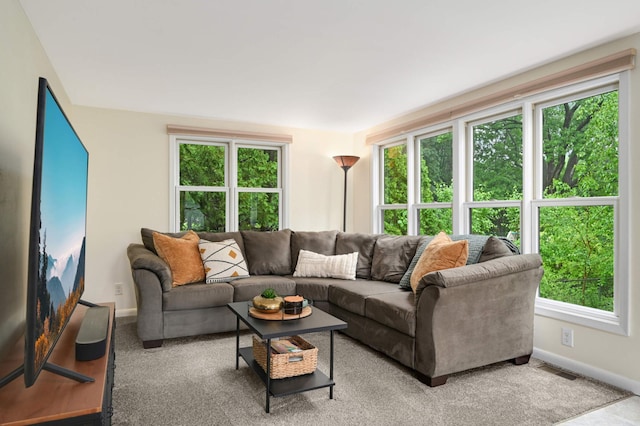 4313 Arthur St NE, Columbia Heights, MN 55421 - living room featuring plenty of natural light, baseboards, and carpet flooring