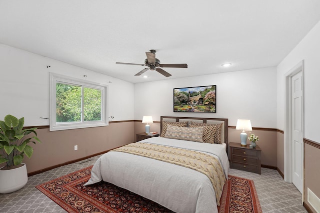 13914 Duluth Dr, Apple Valley, MN 55124 - bedroom featuring carpet flooring, a ceiling fan, and recessed lighting