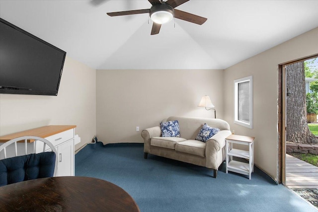311 Franklin St, Lake City, MN 55041 - carpeted living area featuring ceiling fan and lofted ceiling