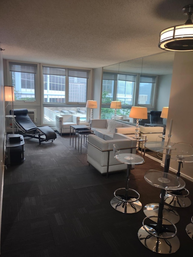 433 7th St Unit 1603, Minneapolis, MN 55415 - carpeted living area with a textured ceiling