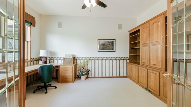 E5110 Interlachen Blvd, Pleasant Valley Twp, WI 54738 - office space with plenty of natural light, ceiling fan, and light carpet