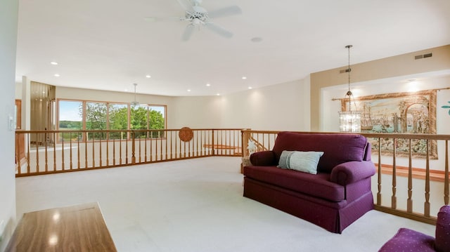 E5110 Interlachen Blvd, Pleasant Valley Twp, WI 54738 - living room featuring carpet, a ceiling fan, and recessed lighting