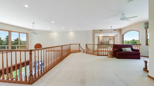 E5110 Interlachen Blvd, Pleasant Valley Twp, WI 54738 - hallway featuring an upstairs landing, healthy amount of natural light, carpet, and recessed lighting