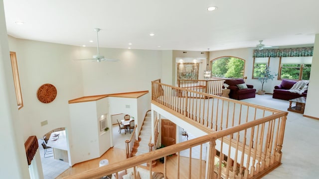 E5110 Interlachen Blvd, Pleasant Valley Twp, WI 54738 - hall featuring an upstairs landing, recessed lighting, and carpet flooring