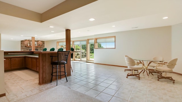 E5110 Interlachen Blvd, Pleasant Valley Twp, WI 54738 - indoor bar with baseboards, light tile patterned floors, and recessed lighting