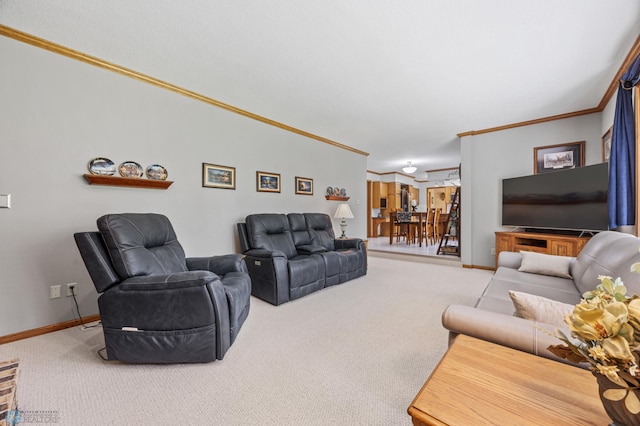 5701 33rd St S, Fargo, ND 58104 - living area featuring crown molding, carpet floors, and baseboards