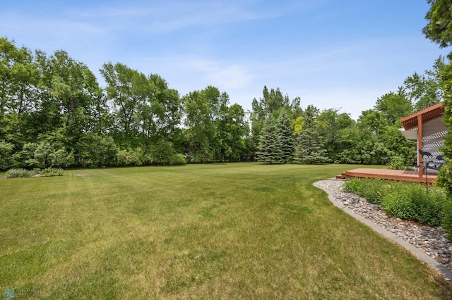 5701 33rd St S, Fargo, ND 58104 - view of grassy yard with a wooden deck
