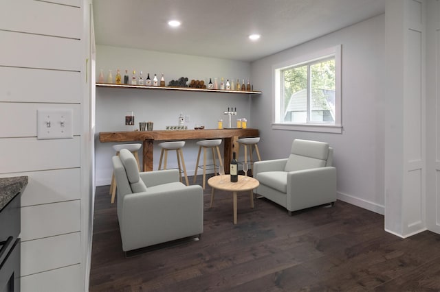 1020 1st St S, Cold Spring, MN 56320 - living area with a dry bar, dark wood finished floors, baseboards, and recessed lighting