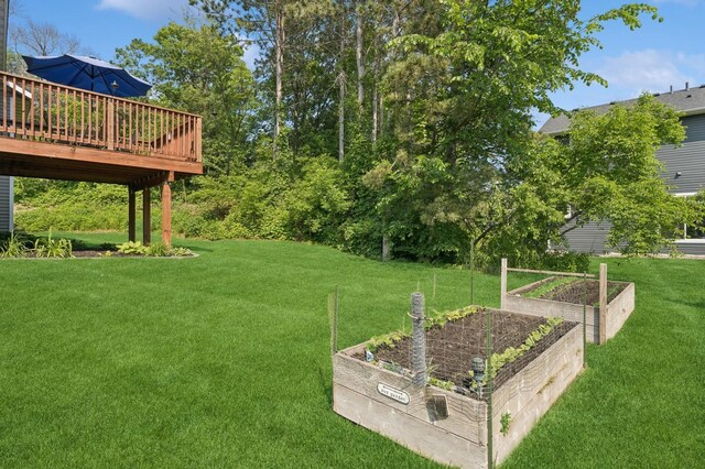 13362 Jefferson St, Becker, MN 55308 - view of grassy yard with a garden and a deck