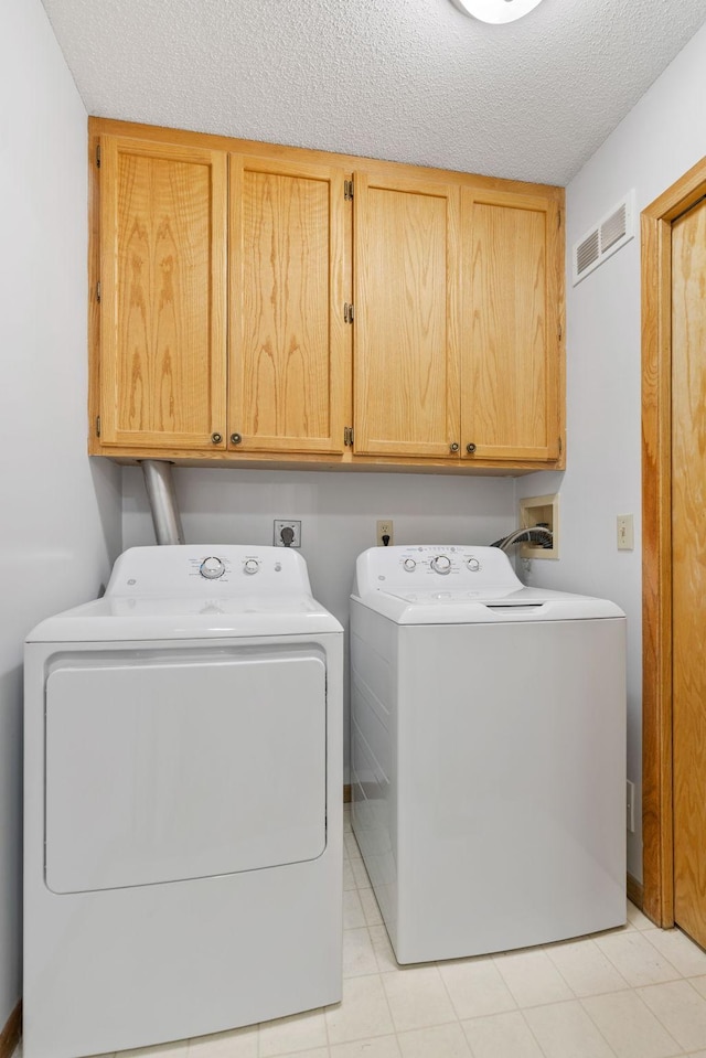 8345 Corcoran Cir Unit 42, Inver Grove Heights, MN 55076 - laundry room featuring cabinet space, independent washer and dryer, and a textured ceiling
