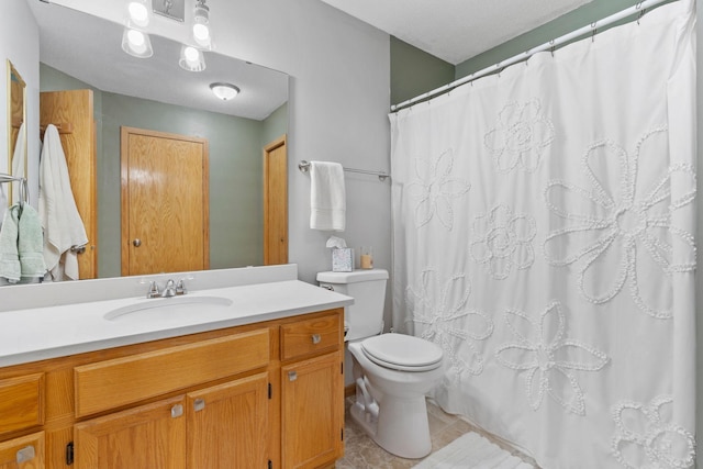 8345 Corcoran Cir Unit 42, Inver Grove Heights, MN 55076 - bathroom with vanity, toilet, tile patterned floors, and curtained shower