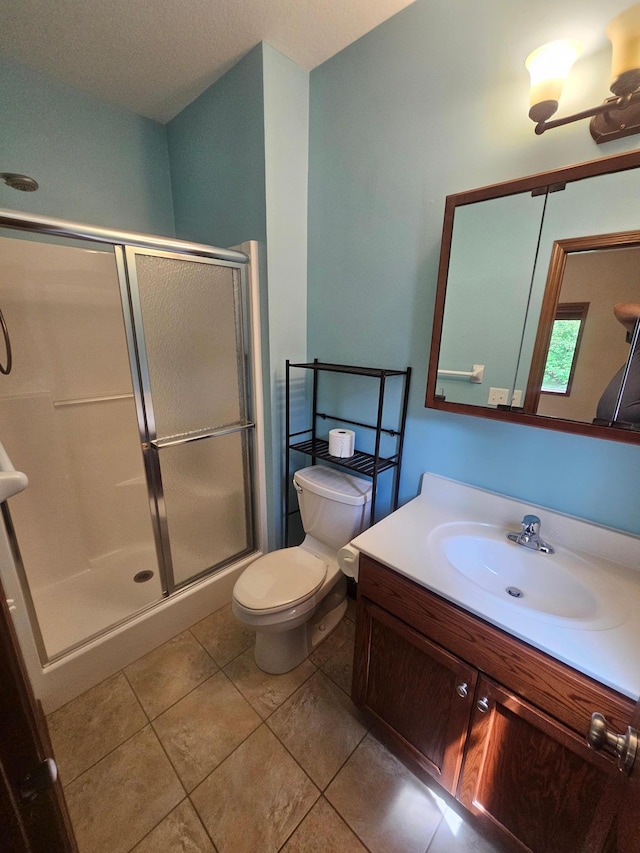 3657 46th Ave NW, Rochester, MN 55901 - full bathroom featuring vanity, a shower stall, toilet, and tile patterned flooring
