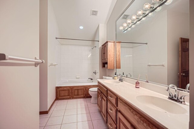 1584 126th Ln NW, Coon Rapids, MN 55448 - full bath with shower / bath combination, double vanity, tile patterned floors, and recessed lighting
