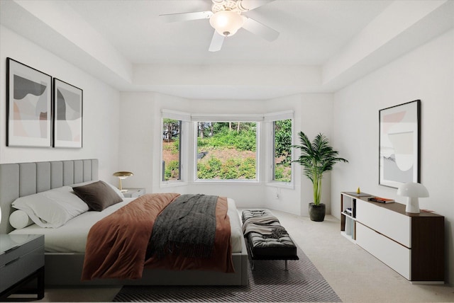 5555 70th St, Edina, MN 55439 - carpeted bedroom with ceiling fan and a tray ceiling
