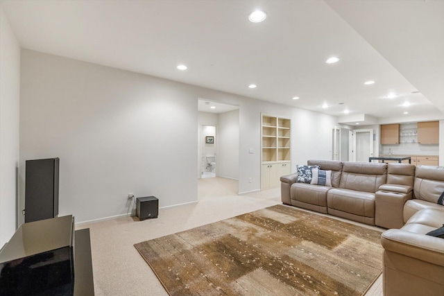 5555 70th St, Edina, MN 55439 - living area featuring light colored carpet, recessed lighting, and baseboards