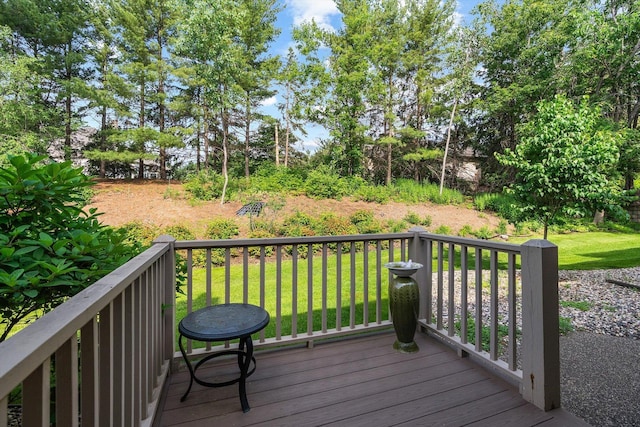 5555 70th St, Edina, MN 55439 - wooden deck featuring a lawn