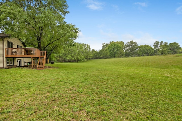 15607 93rd Cir NE, Otsego, MN 55330 - view of green lawn featuring a wooden deck and stairway
