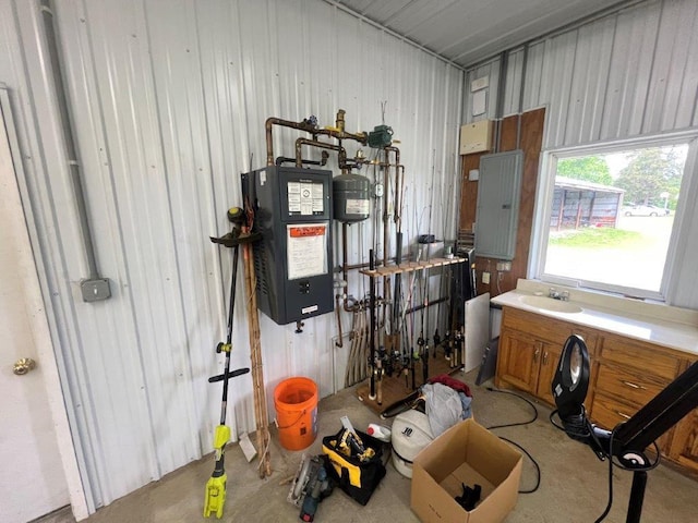 4365 40th St SW, Marysville Twp, MN 55390 - utility room with electric panel and a sink