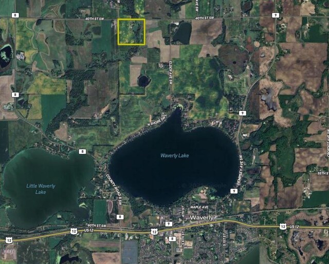 4365 40th St SW, Marysville Twp, MN 55390 - aerial overview of property's location featuring property boundaries highlighted