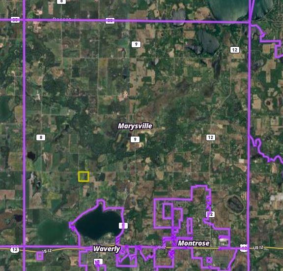 4365 40th St SW, Marysville Twp, MN 55390 - map / location with property boundaries highlighted