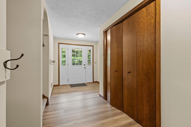 24345 165th St NW, Orrock Twp, MN 55309 - doorway featuring light wood-type flooring and a textured ceiling