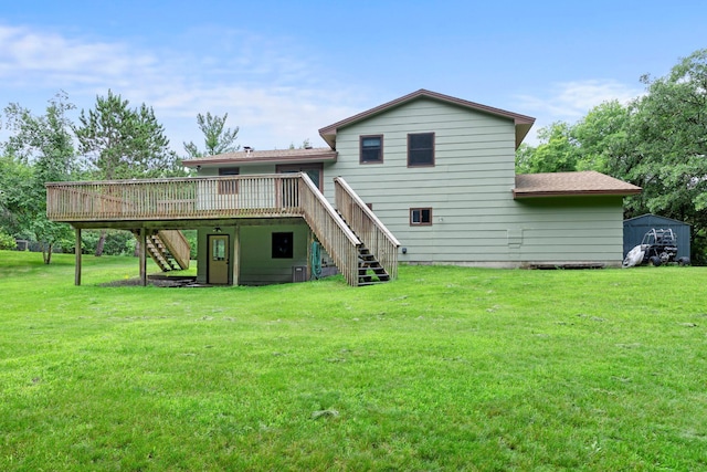 24345 165th St NW, Orrock Twp, MN 55309 - rear view of property with stairway, a deck, and a yard