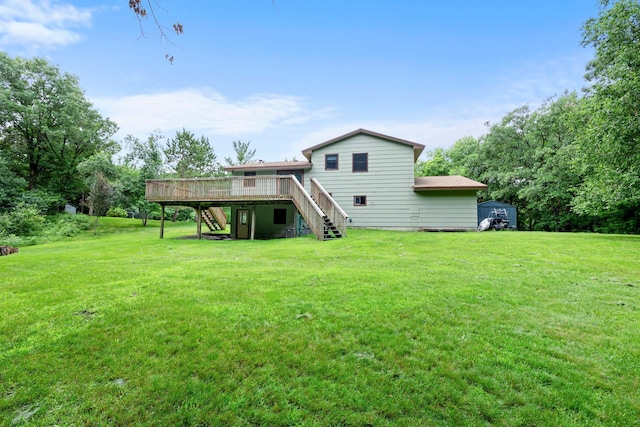 24345 165th St NW, Orrock Twp, MN 55309 - rear view of property featuring stairs, a deck, and a lawn