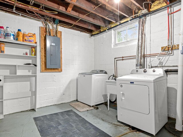 3944 Clinton Ave, Minneapolis, MN 55409 - washroom with electric panel and separate washer and dryer