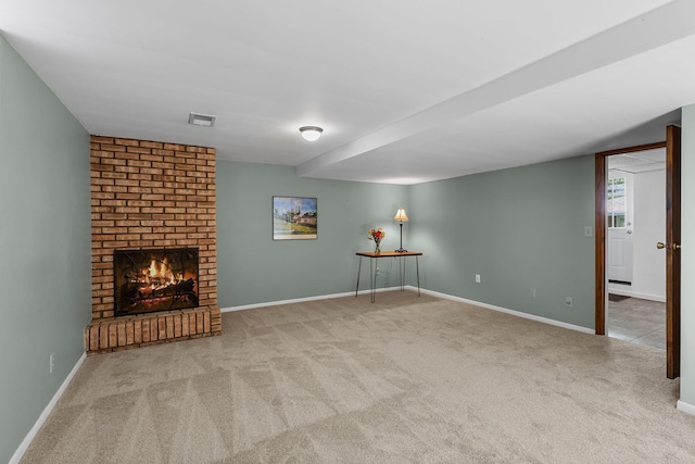 5625 Upton Ave S, Minneapolis, MN 55410 - unfurnished living room featuring carpet and a fireplace