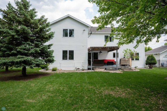 4408 Riverwood Dr N, Fargo, ND 58102 - rear view of property featuring a pergola, an outdoor hangout area, and a deck
