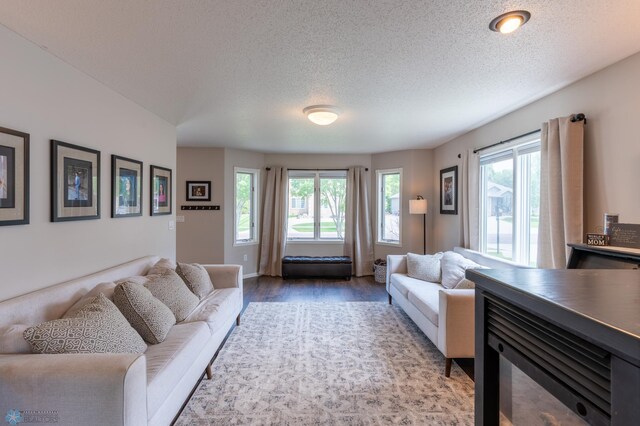 4408 Riverwood Dr N, Fargo, ND 58102 - living area featuring wood finished floors, a textured ceiling, and baseboards
