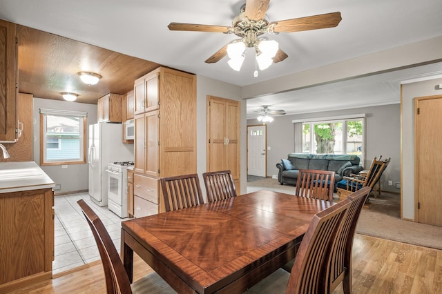 5030 Jefferson St NE, Columbia Heights, MN 55421 - dining space with a ceiling fan, light wood-type flooring, and baseboards
