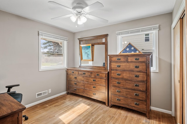 5030 Jefferson St NE, Columbia Heights, MN 55421 - office featuring baseboards, light wood finished floors, and ceiling fan