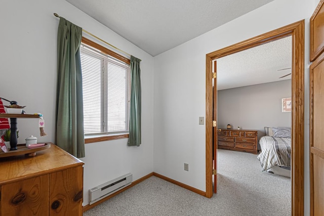 18023 Roberds Lake Blvd, Faribault, MN 55021 - office space with a baseboard heating unit, light carpet, baseboards, and a textured ceiling