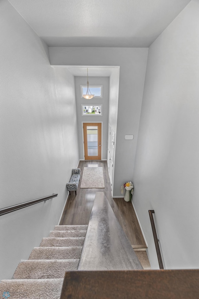 1546 68th Ave S, Fargo, ND 58104 - foyer with wood finished floors, stairway, and baseboards