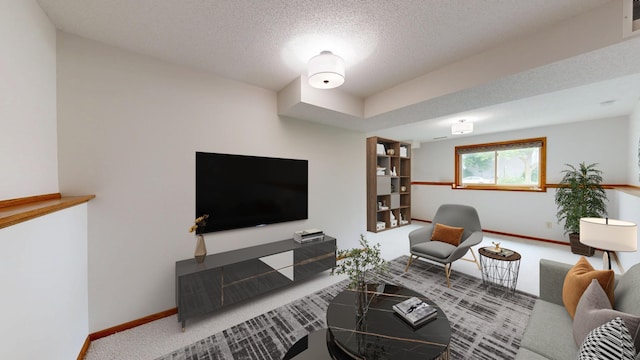 2209 18th Ave SE, Rochester, MN 55904 - carpeted living area with baseboards and a textured ceiling