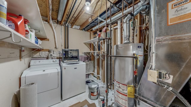 2209 18th Ave SE, Rochester, MN 55904 - laundry area featuring washing machine and clothes dryer, water heater, and heating unit