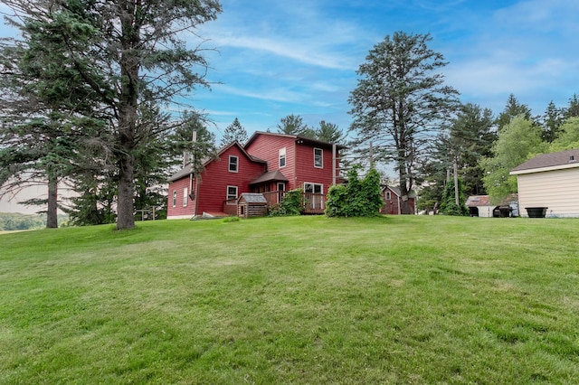 N8355 330th St, Gilman Twp, WI 54767 - view of green lawn with a wooden deck